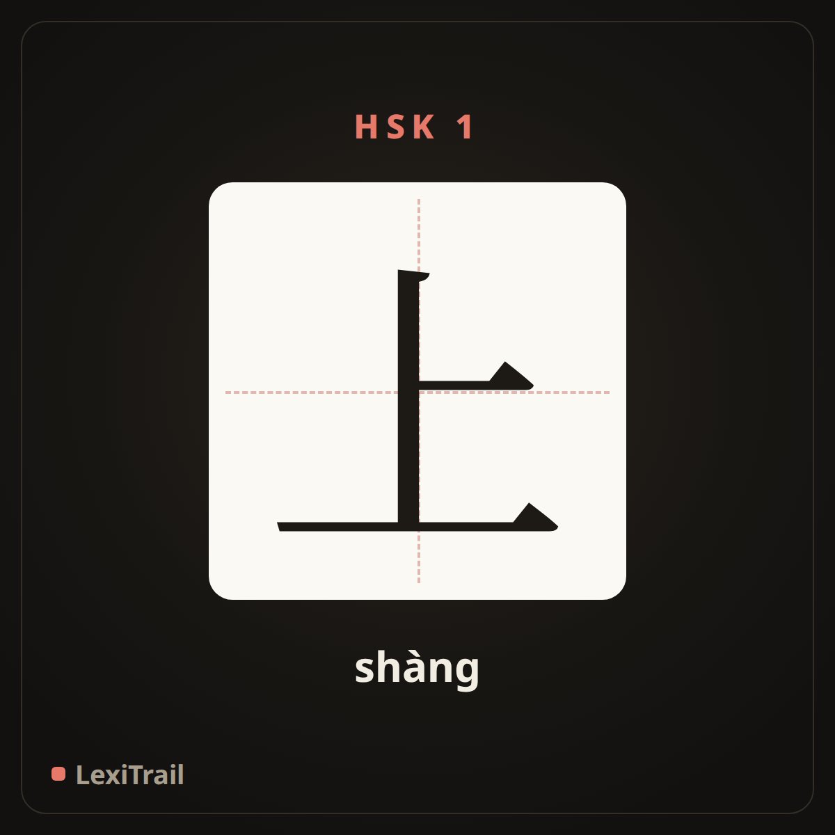 上 — the Chinese character for up (shàng), stroke diagram