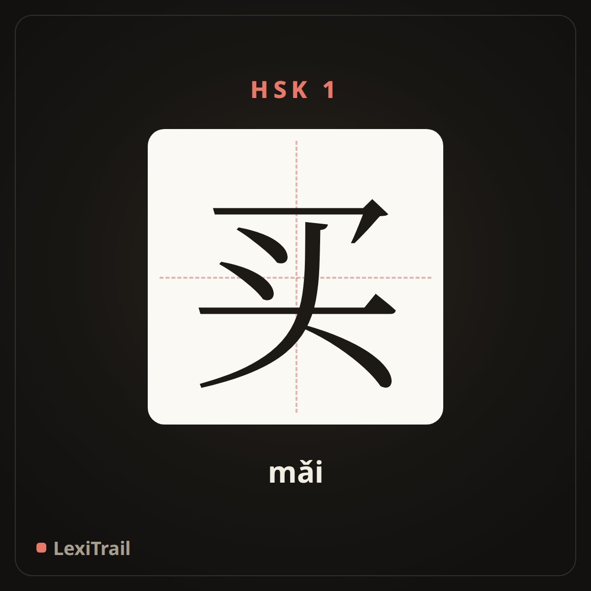 买 — the Chinese character for buy (mǎi), stroke diagram