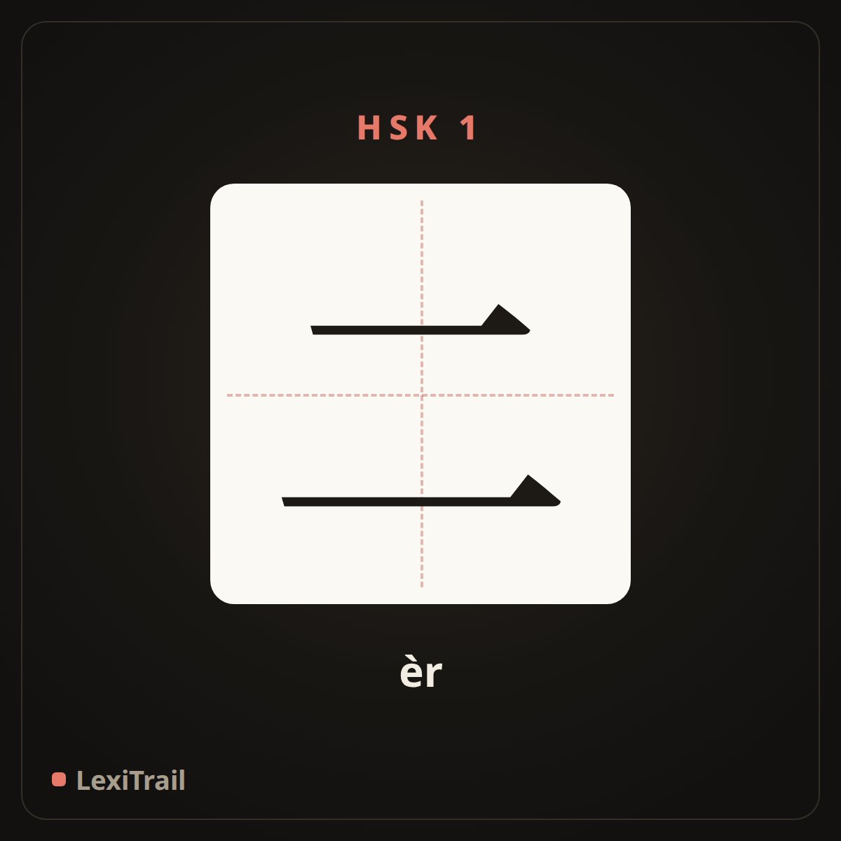 二 — the Chinese character for two (èr), stroke diagram
