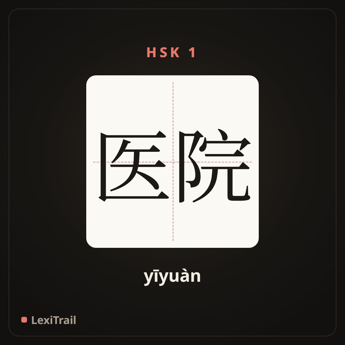 医院 — the Chinese character for hospital (yīyuàn), stroke diagram