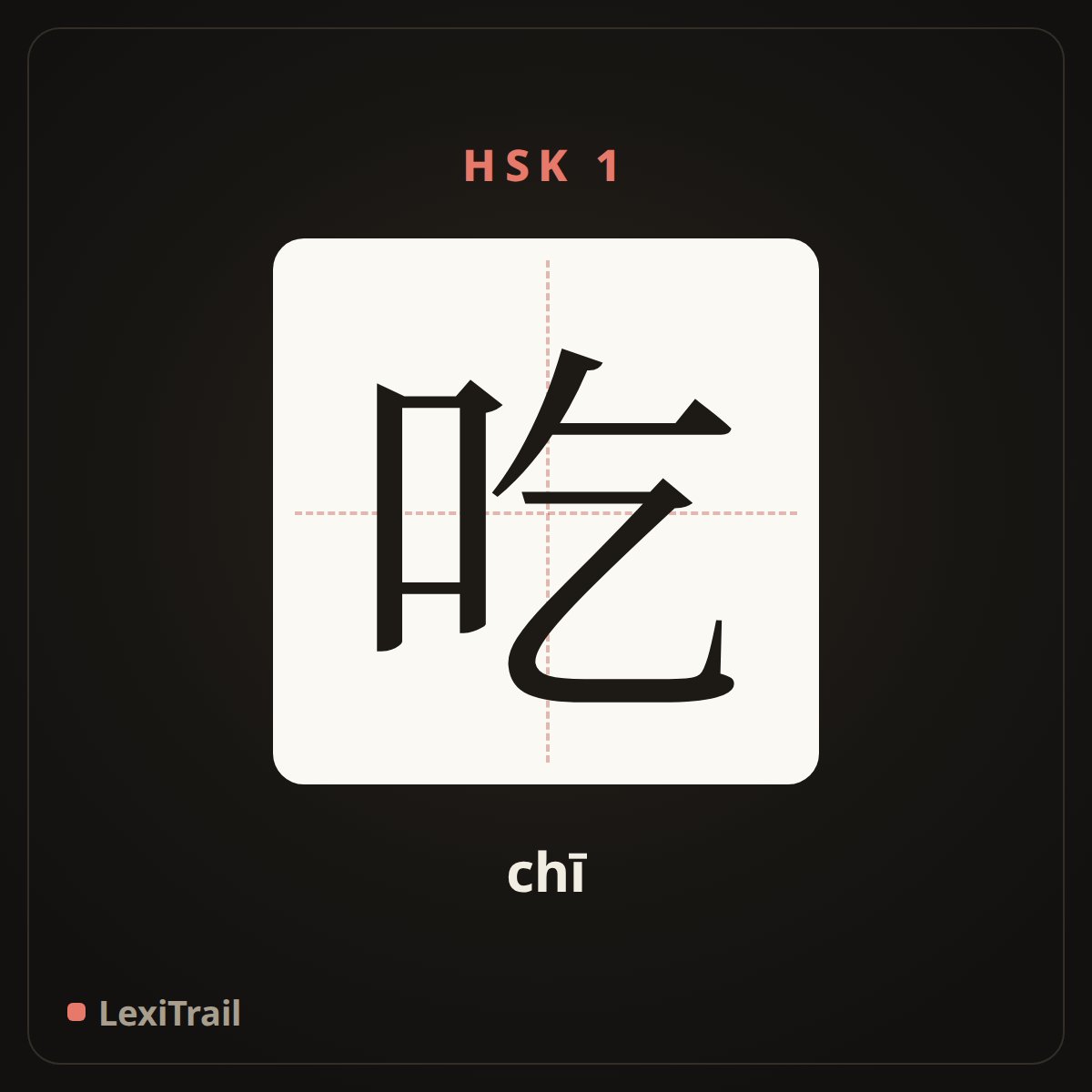 吃 — the Chinese character for eat (chī), stroke diagram