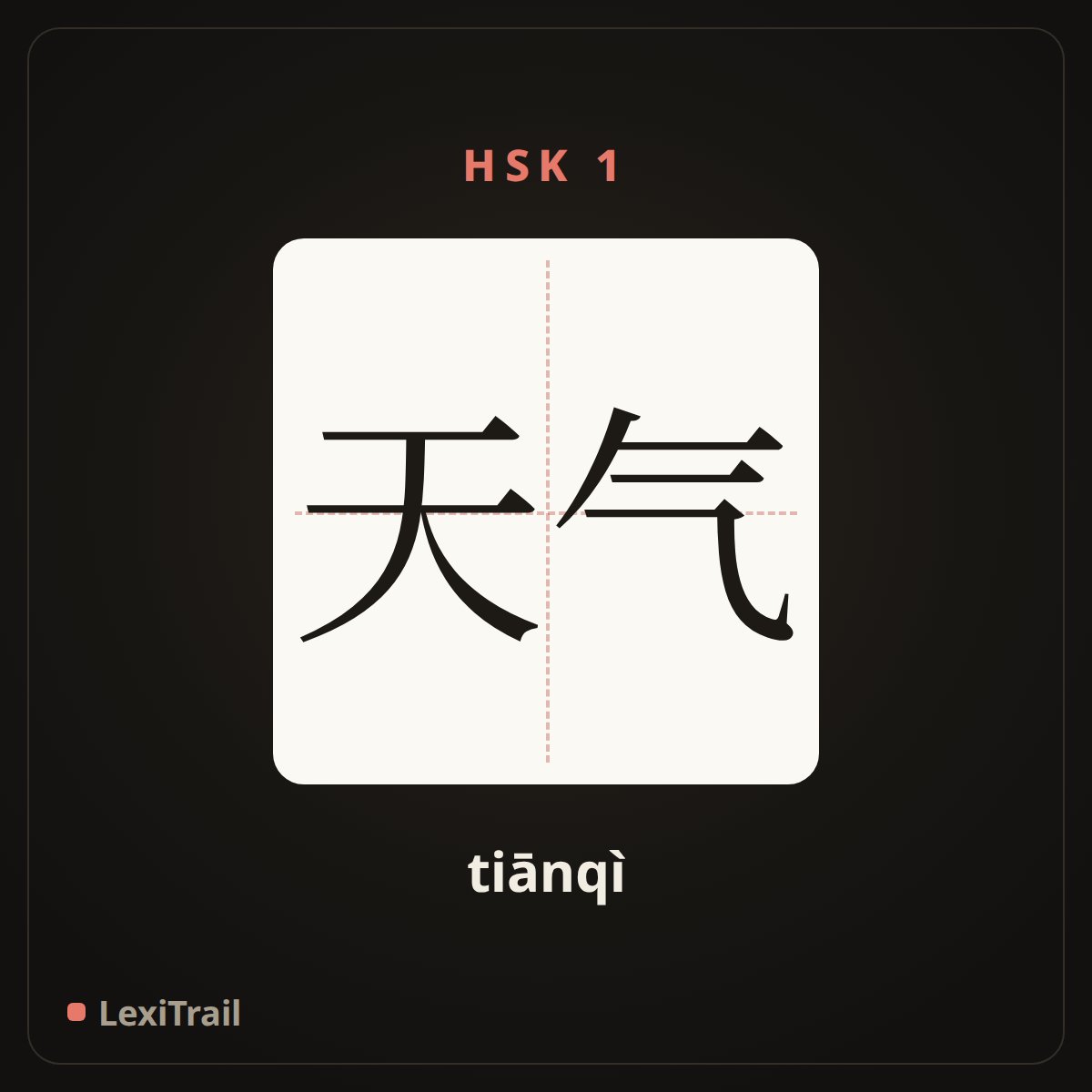 天气 — the Chinese character for weather (tiānqì), stroke diagram