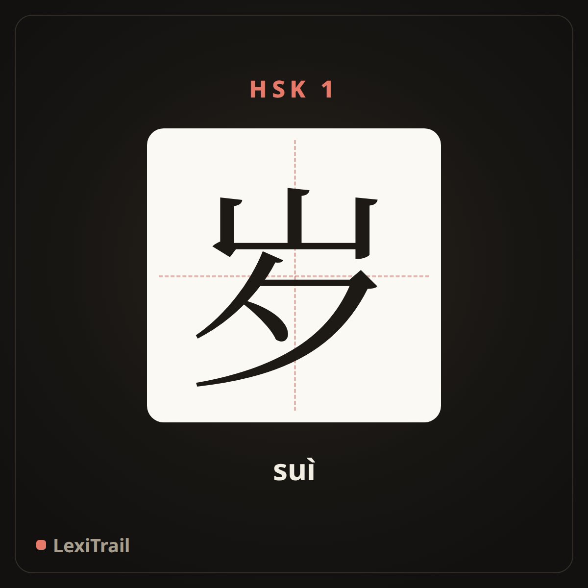 岁 — the Chinese character for (for age) (suì), stroke diagram