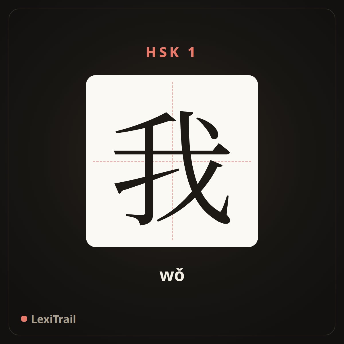 我 — the Chinese character for I, me (wǒ), stroke diagram