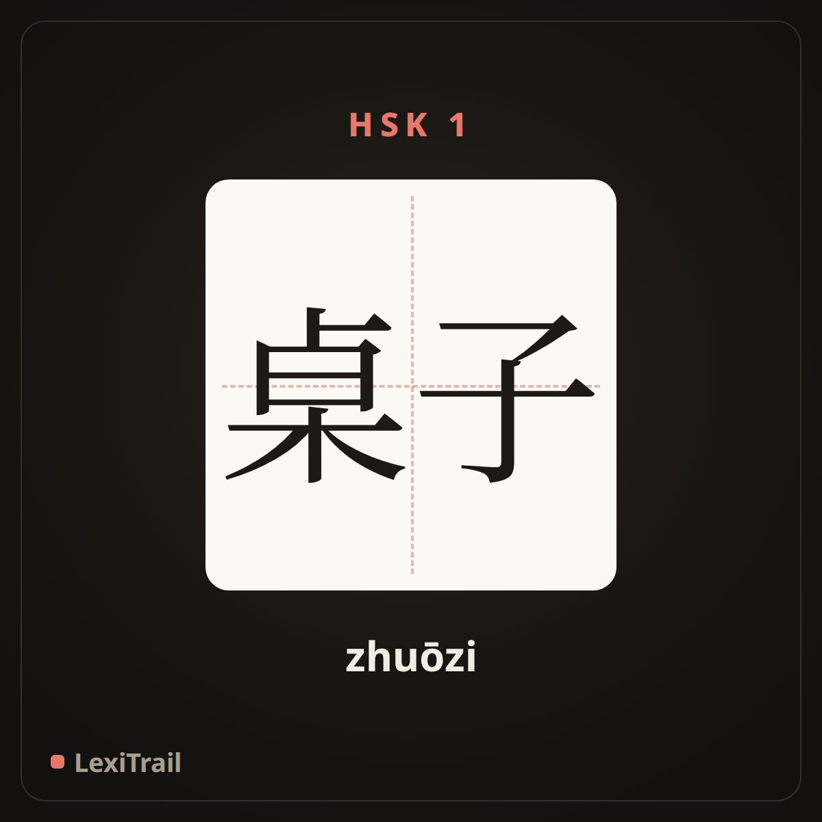 桌子 — the Chinese character for desk (zhuōzi), stroke diagram