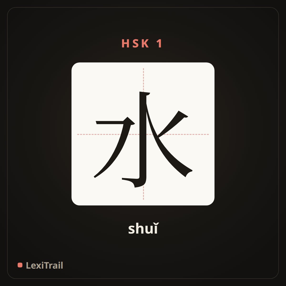 水 — the Chinese character for water (shuǐ), stroke diagram
