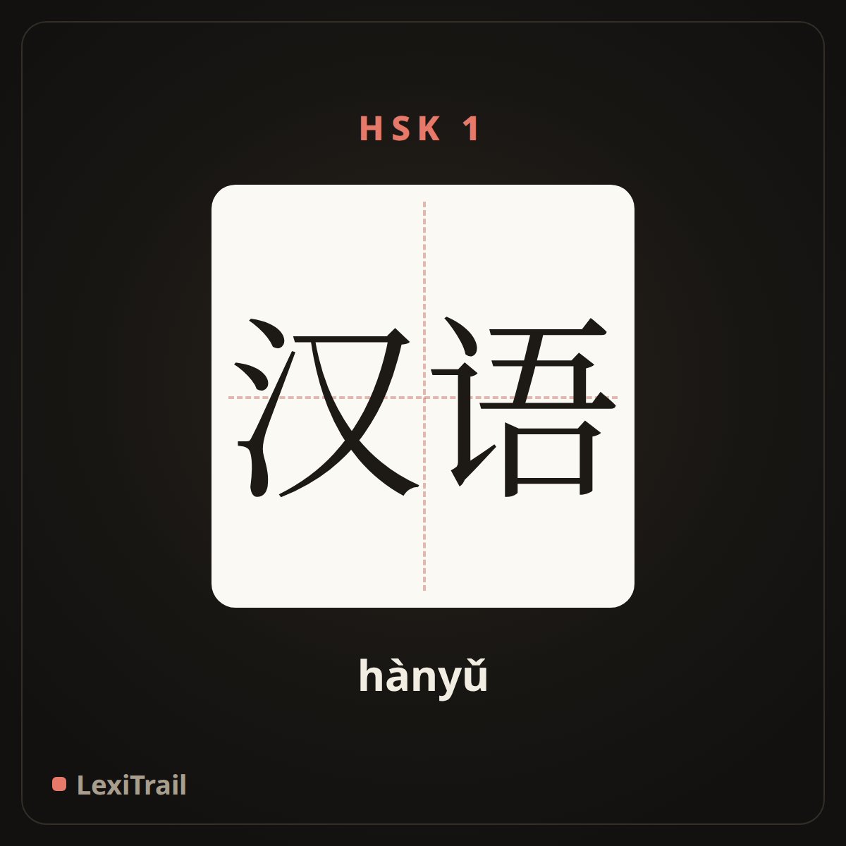 汉语 — the Chinese character for mandarin Chinese (hànyǔ), stroke diagram