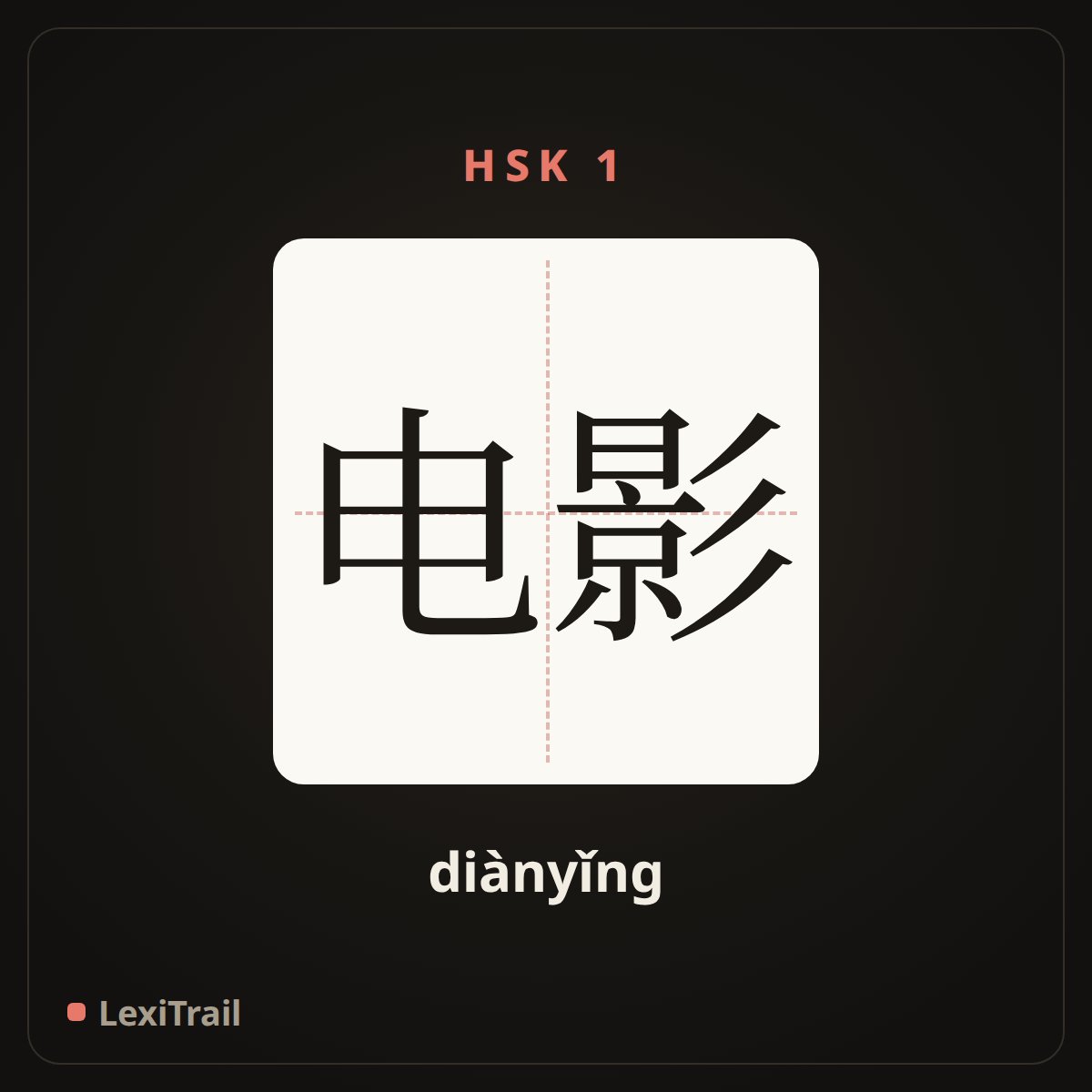 电影 — the Chinese character for movie (diànyǐng), stroke diagram