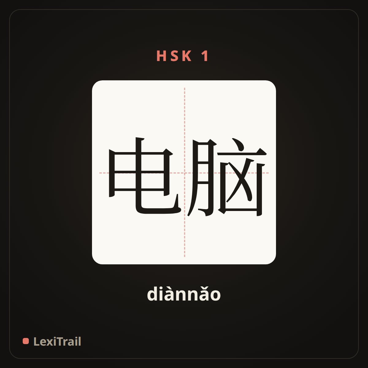 电脑 — the Chinese character for computer (diànnǎo), stroke diagram