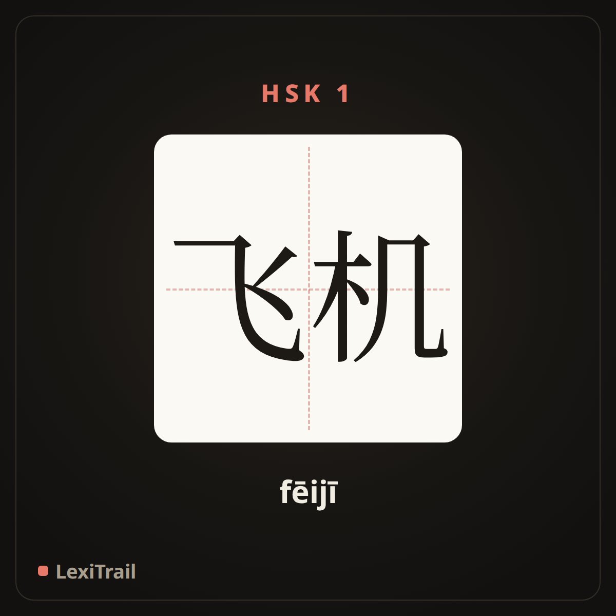 飞机 — the Chinese character for airplane (fēijī), stroke diagram