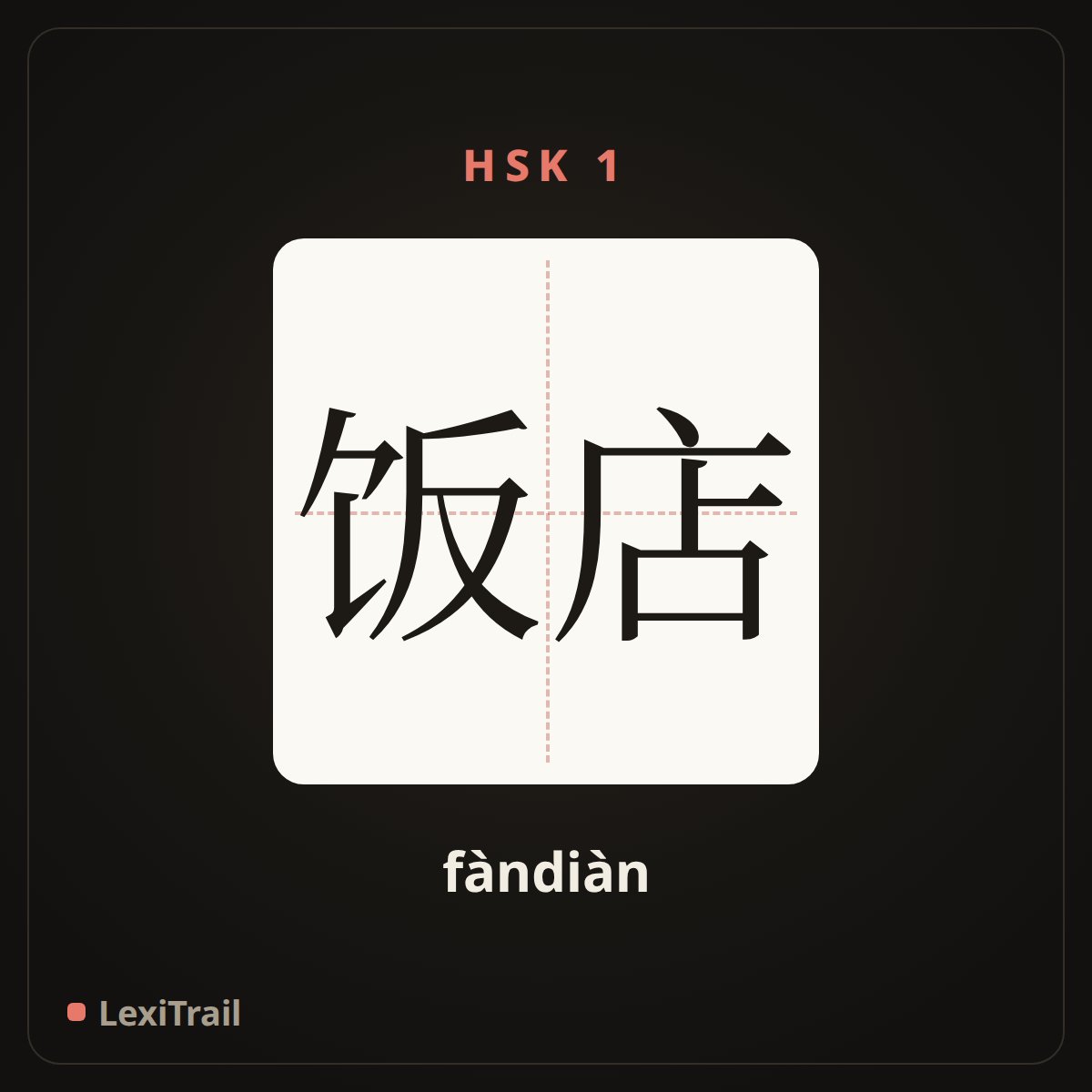 饭店 — the Chinese character for restaurant (fàndiàn), stroke diagram