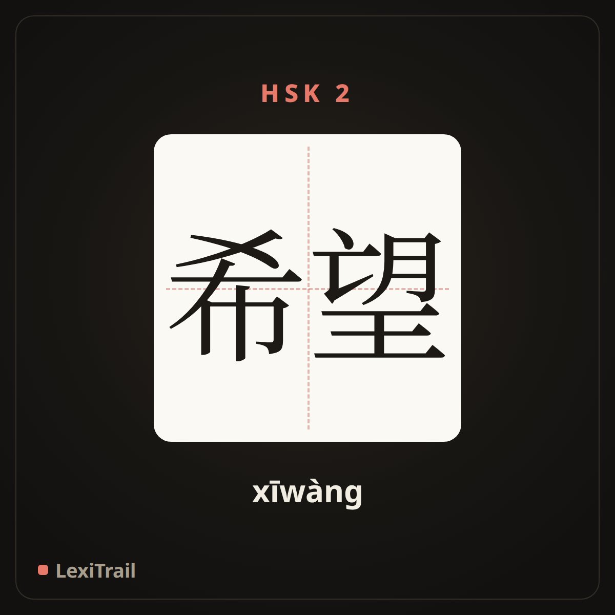 希望 — the Chinese character for hope (xīwàng), stroke diagram