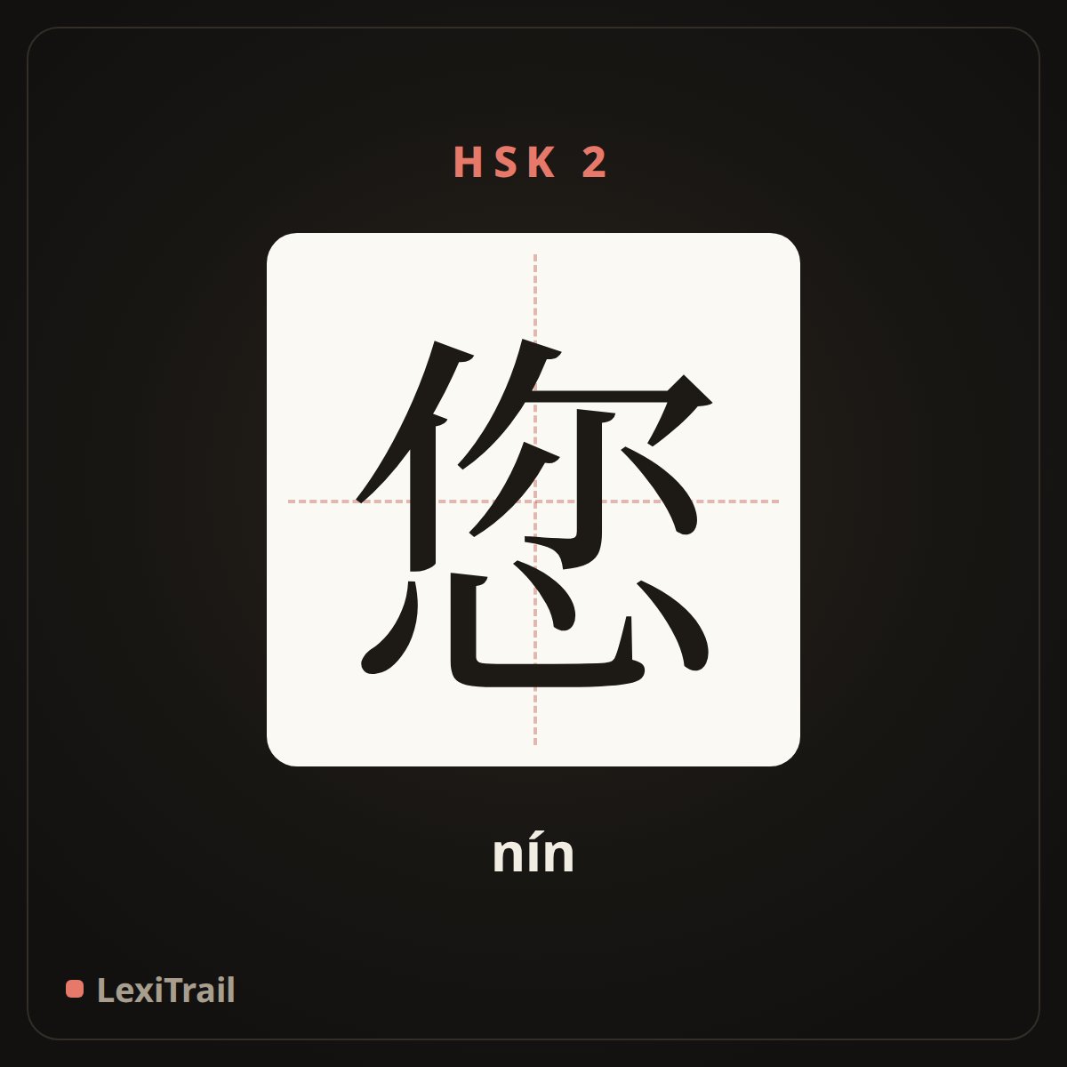 您 — the Chinese character for you (nín), stroke diagram