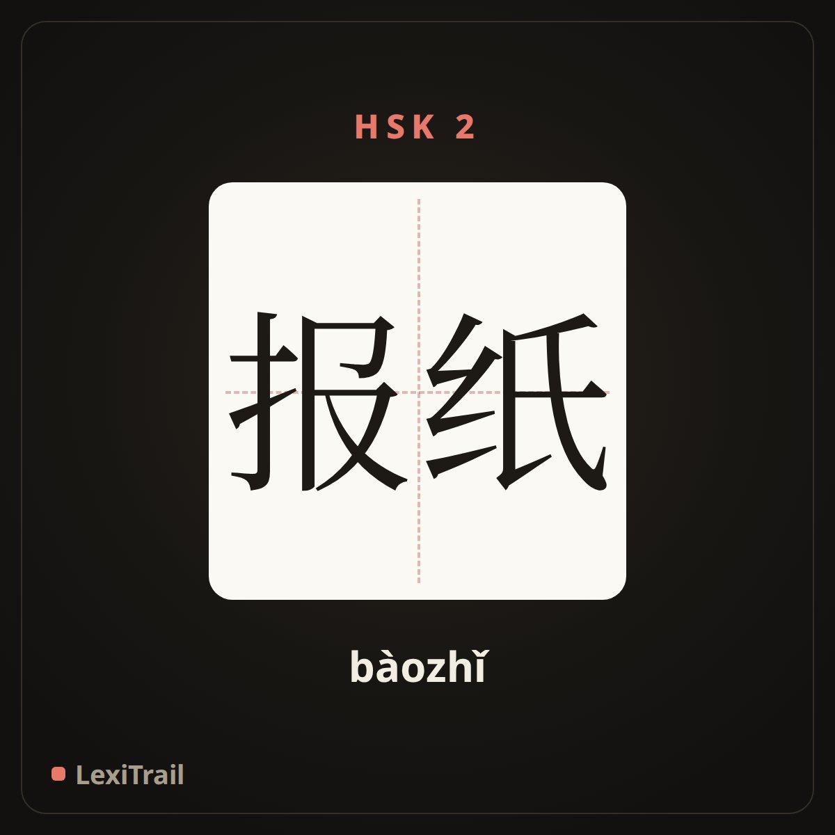报纸 — the Chinese character for newspaper (bàozhǐ), stroke diagram