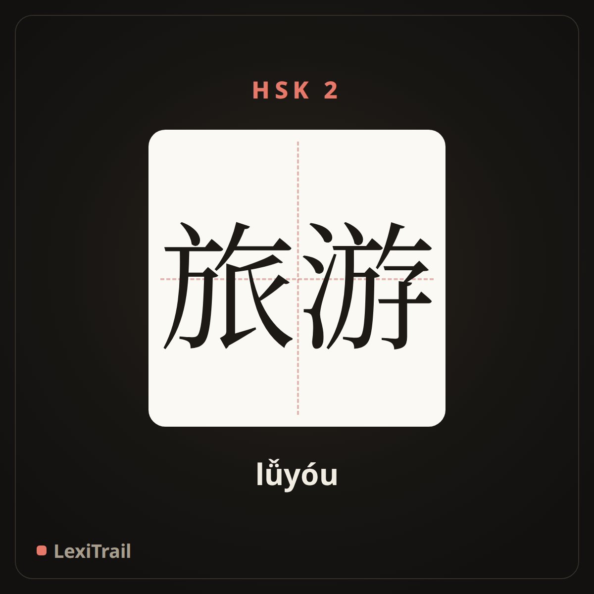 旅游 — the Chinese character for travel (lǚyóu), stroke diagram