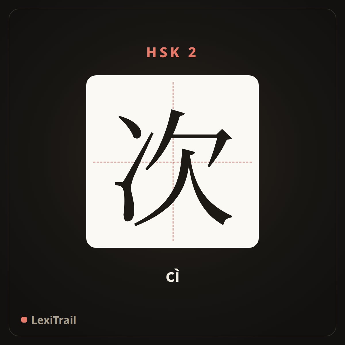 次 — the Chinese character for times (cì), stroke diagram