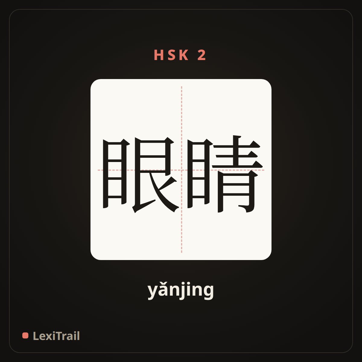 眼睛 — the Chinese character for eye (yǎnjing), stroke diagram