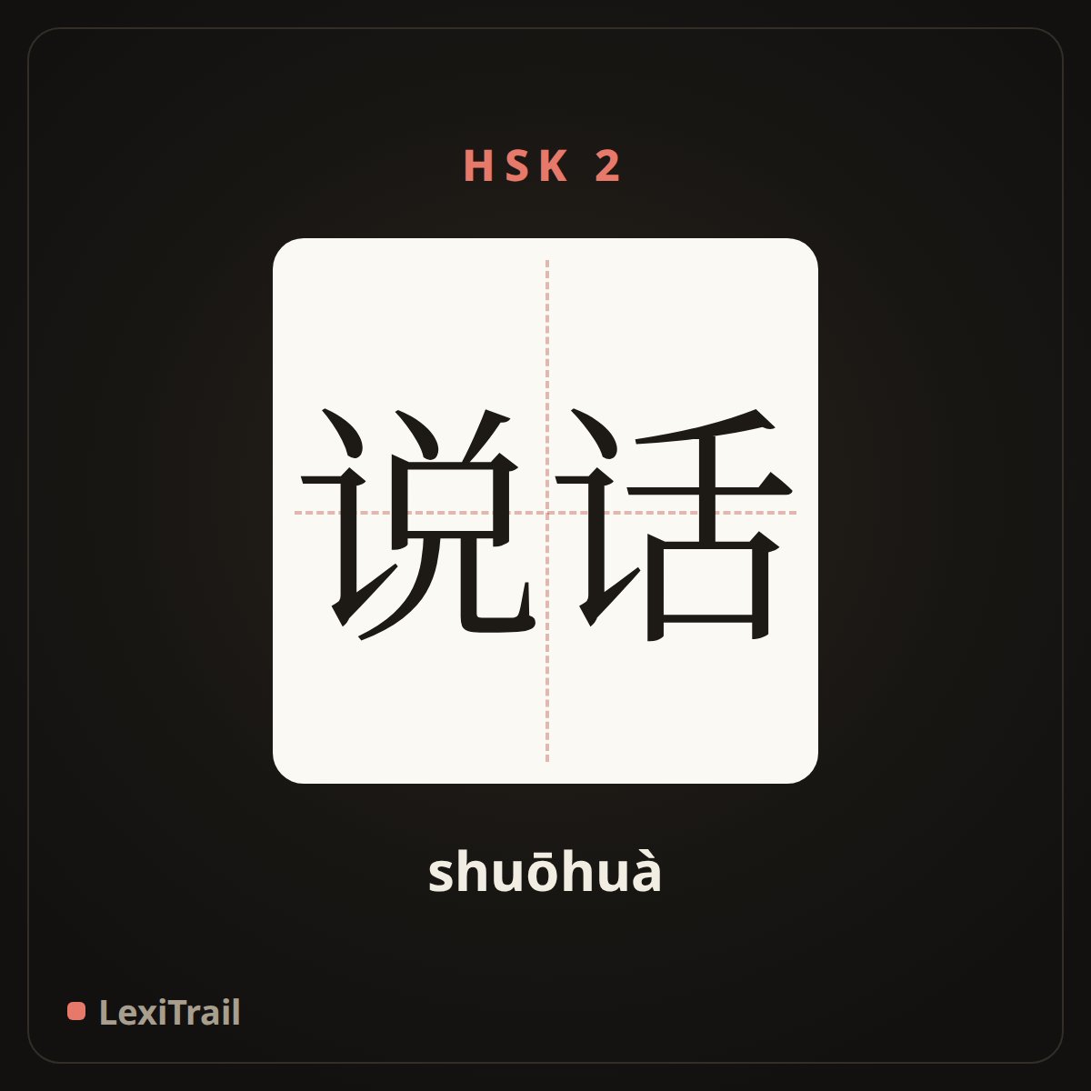 说话 — the Chinese character for talk (shuōhuà), stroke diagram
