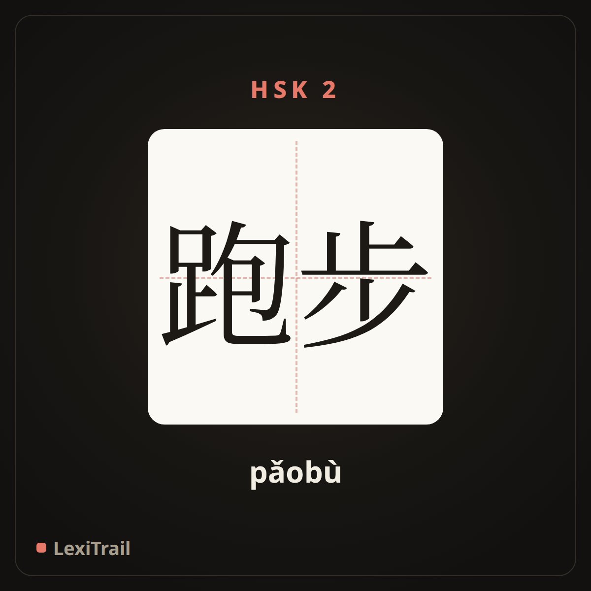 跑步 — the Chinese character for run (pǎobù), stroke diagram