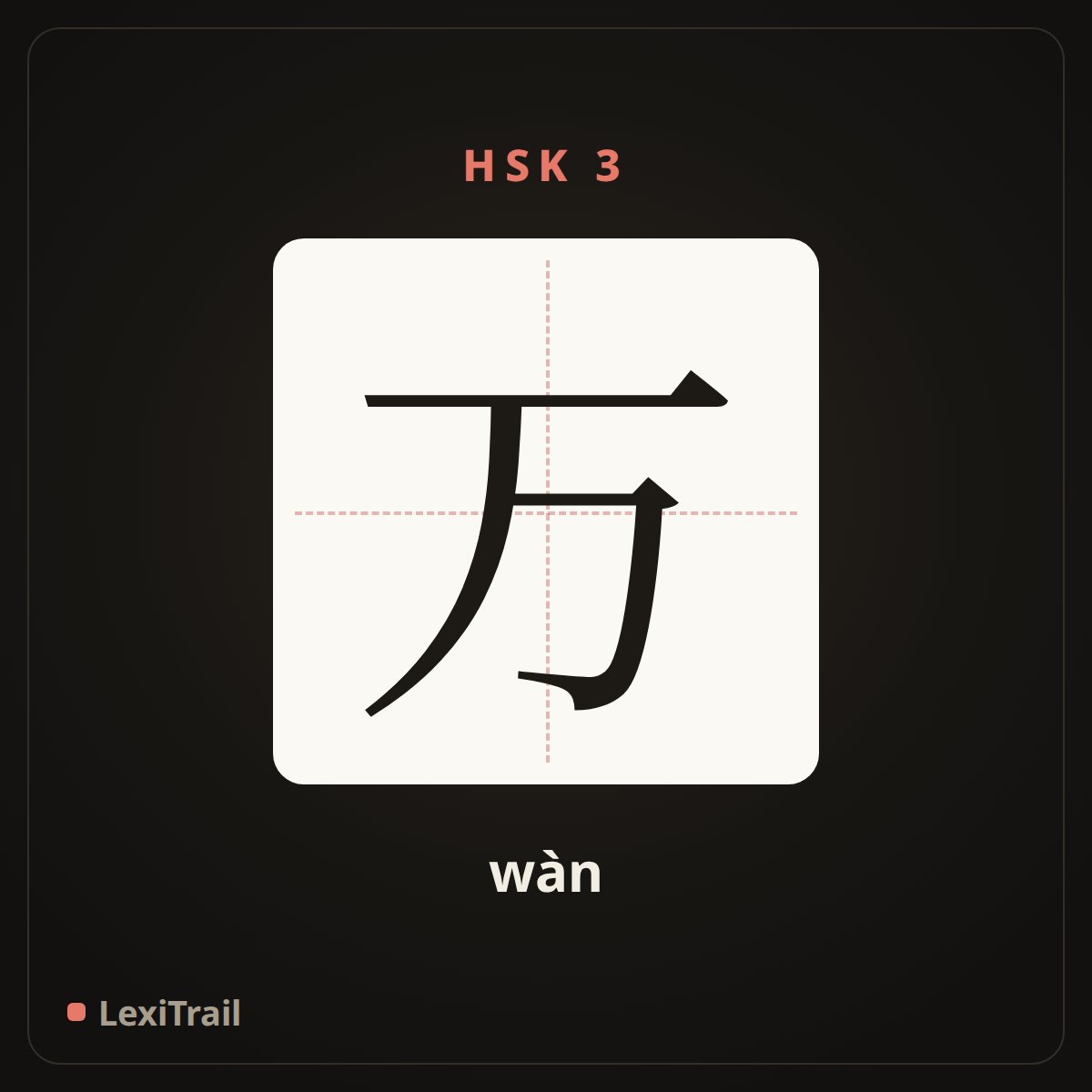 万 — the Chinese character for ten thousand (wàn), stroke diagram