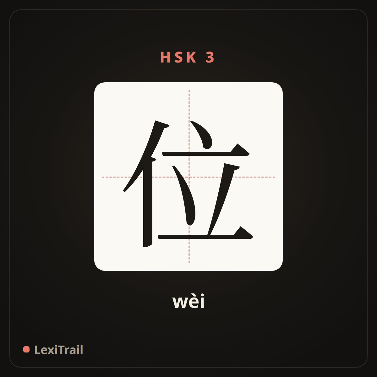 位 — the Chinese character for position (wèi), stroke diagram