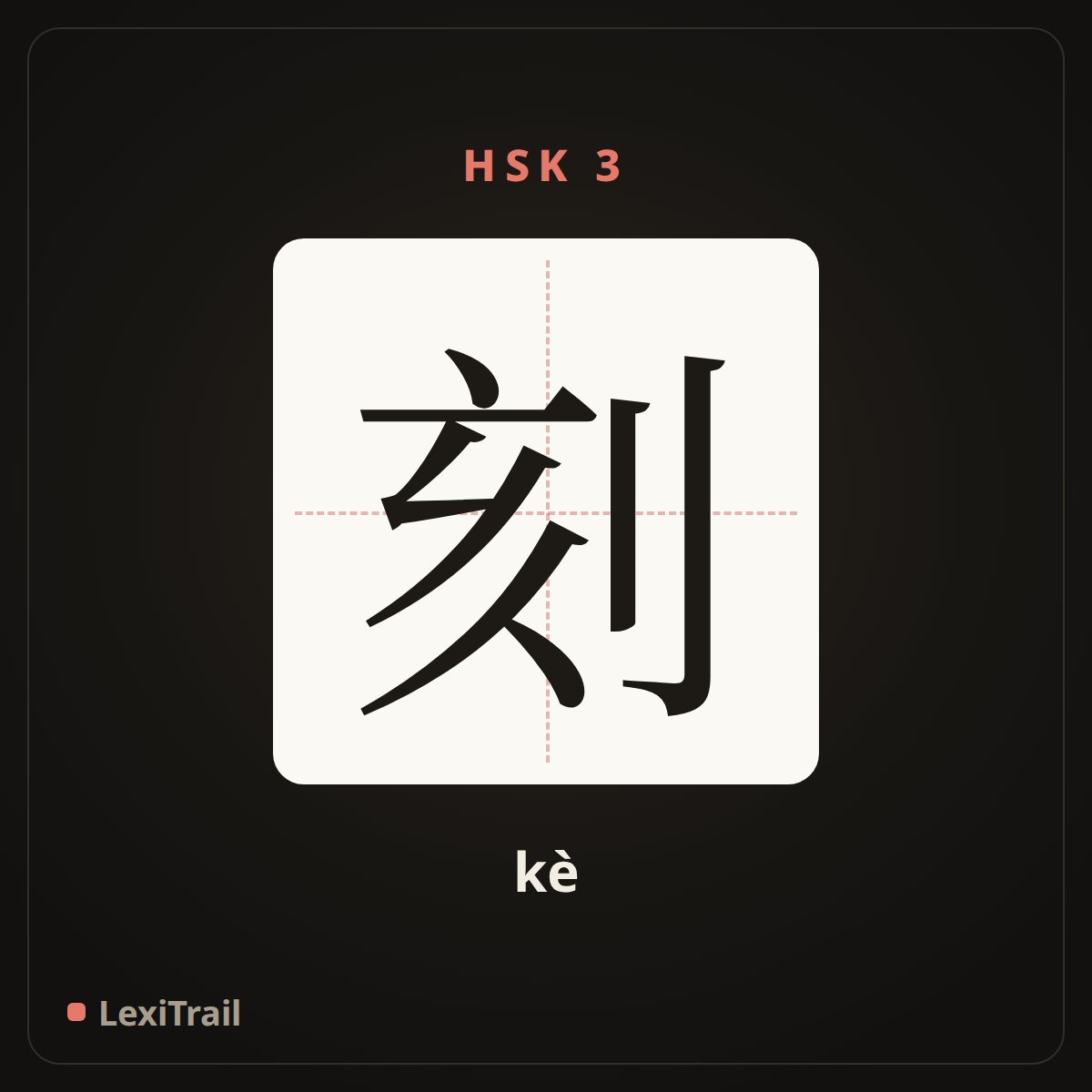 刻 — the Chinese character for moment (kè), stroke diagram