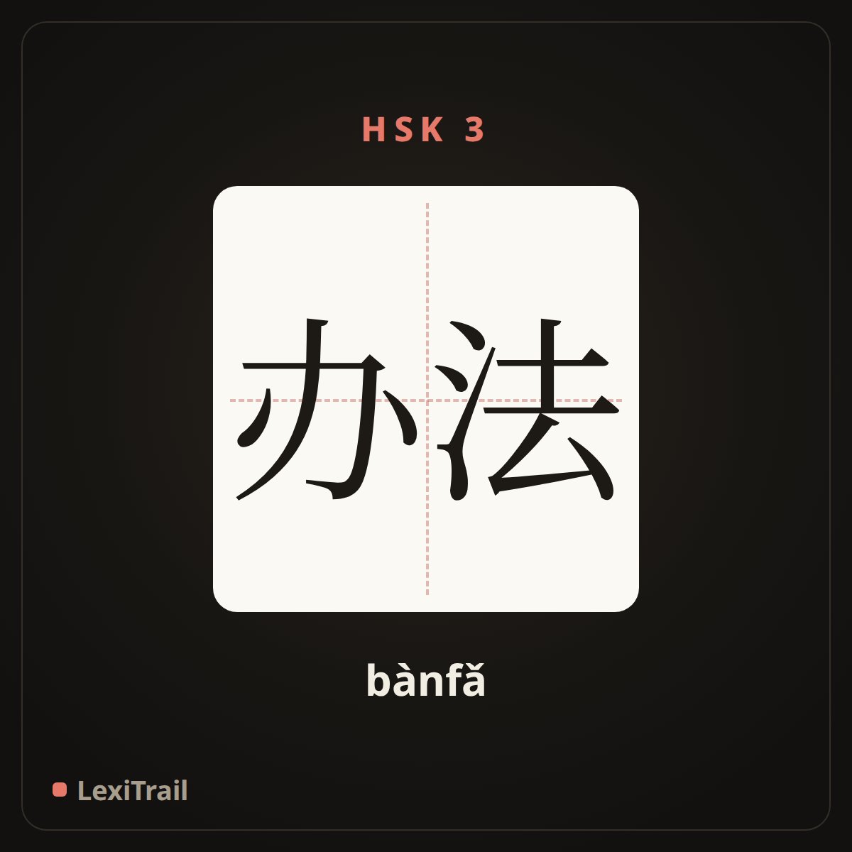 办法 — the Chinese character for Way (bànfǎ), stroke diagram
