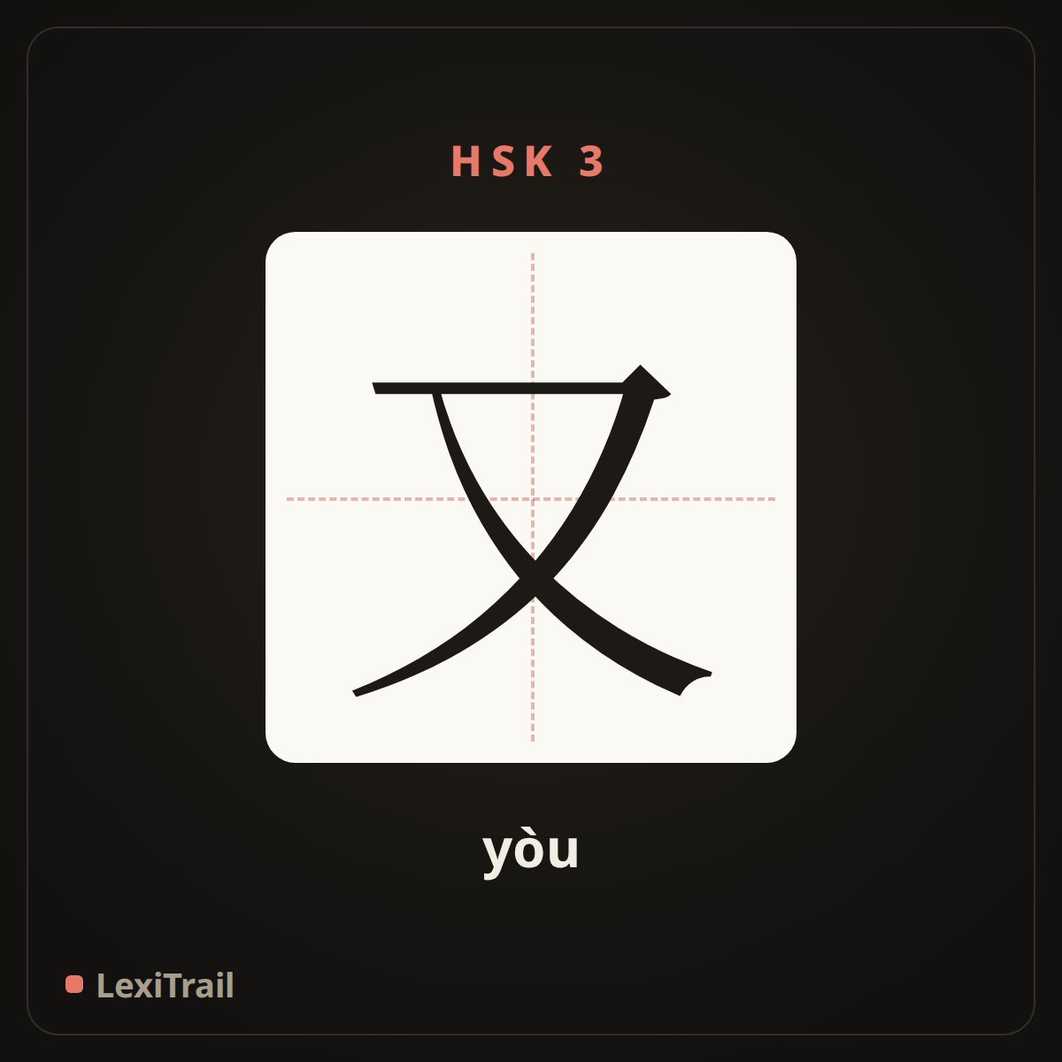 又 — the Chinese character for again (yòu), stroke diagram