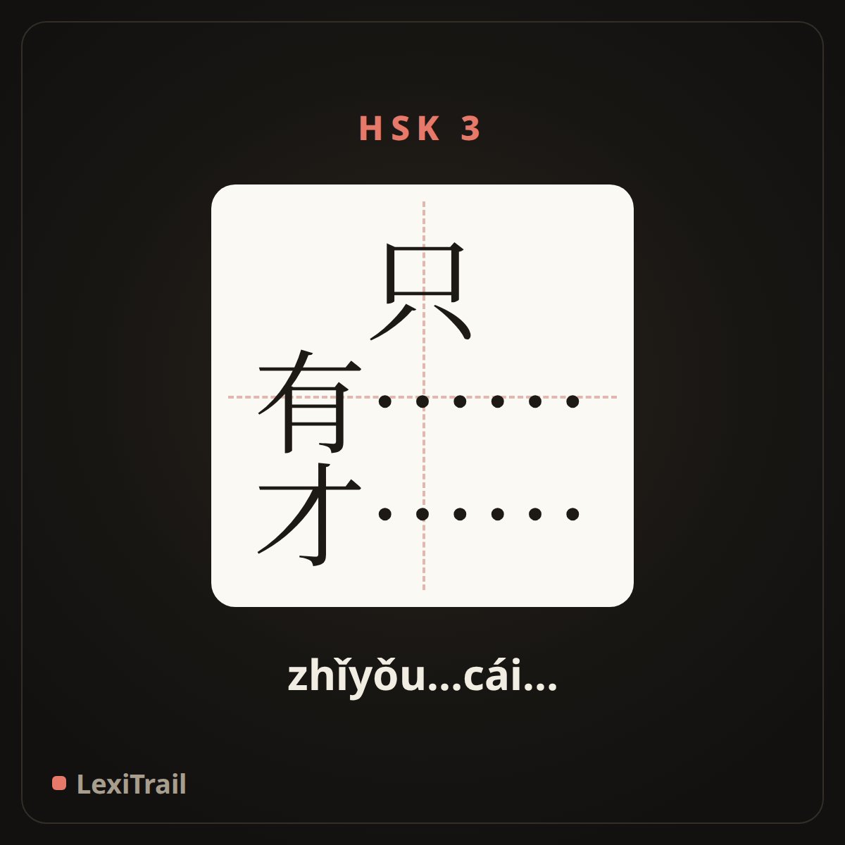 只有……才…… — the Chinese character for only if (zhǐyǒu…cái…), stroke diagram