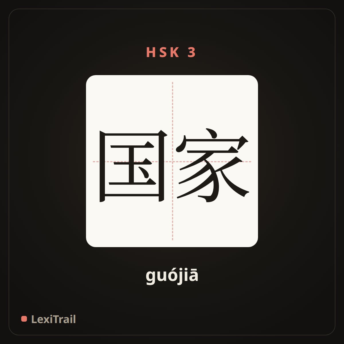 国家 — the Chinese character for Country (guójiā), stroke diagram