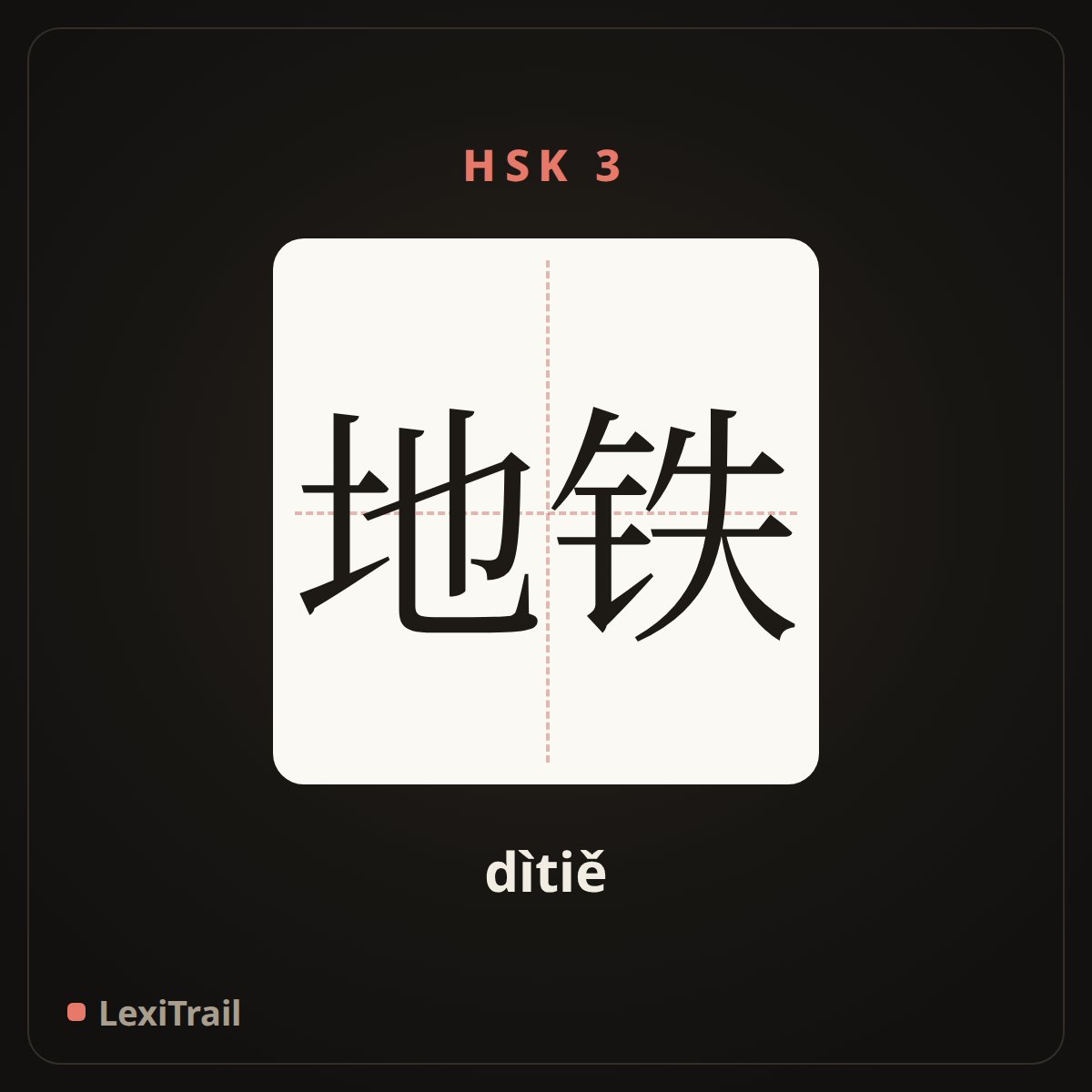 地铁 — the Chinese character for metro (dìtiě), stroke diagram