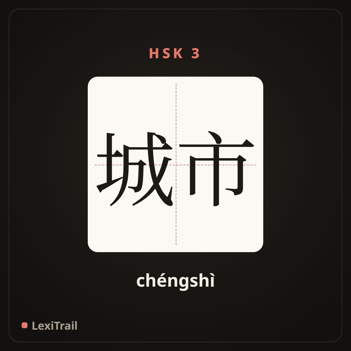 城市 — the Chinese character for City (chéngshì), stroke diagram