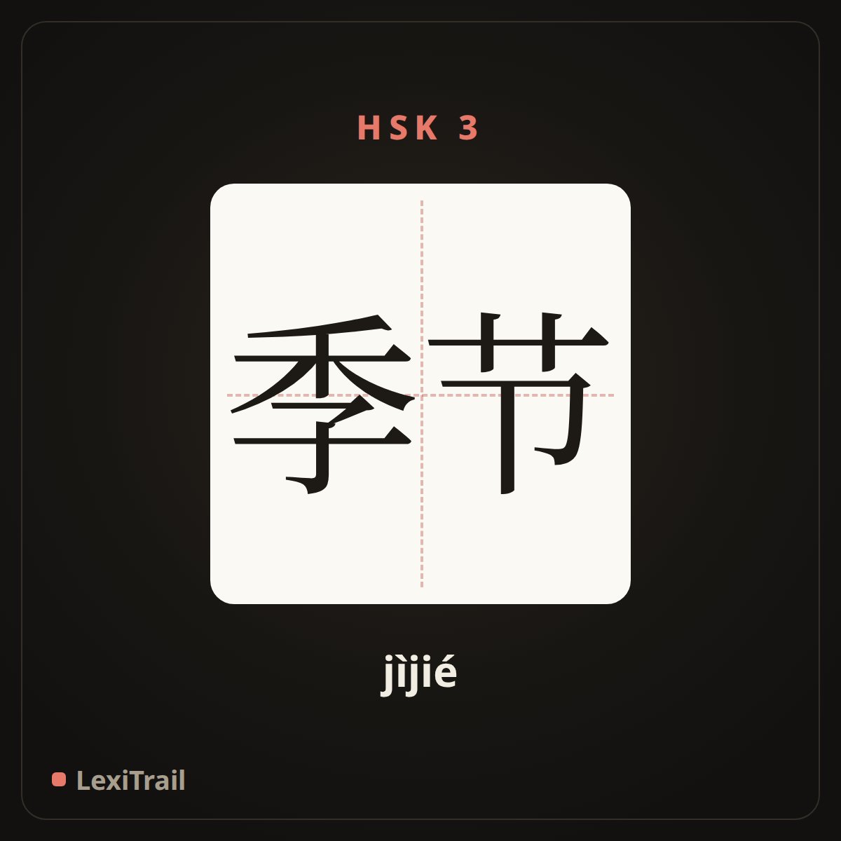 季节 — the Chinese character for Season (jìjié), stroke diagram