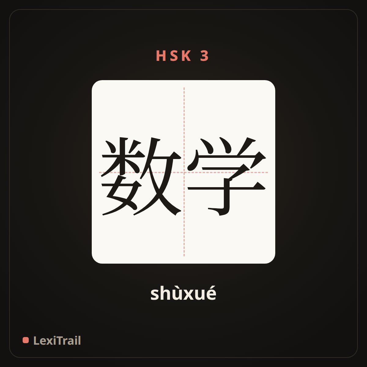 数学 — the Chinese character for Mathematics (shùxué), stroke diagram
