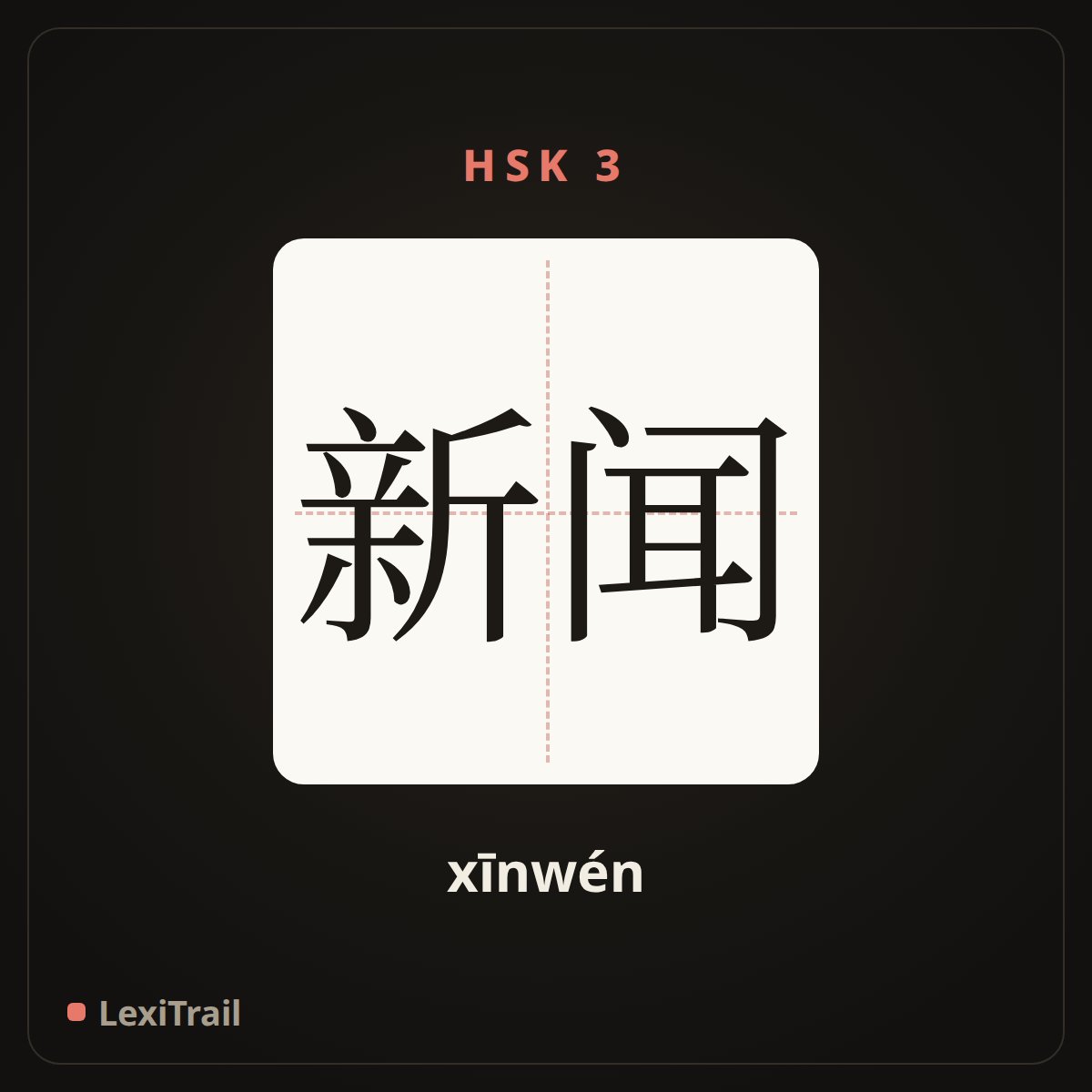 新闻 — the Chinese character for news (xīnwén), stroke diagram