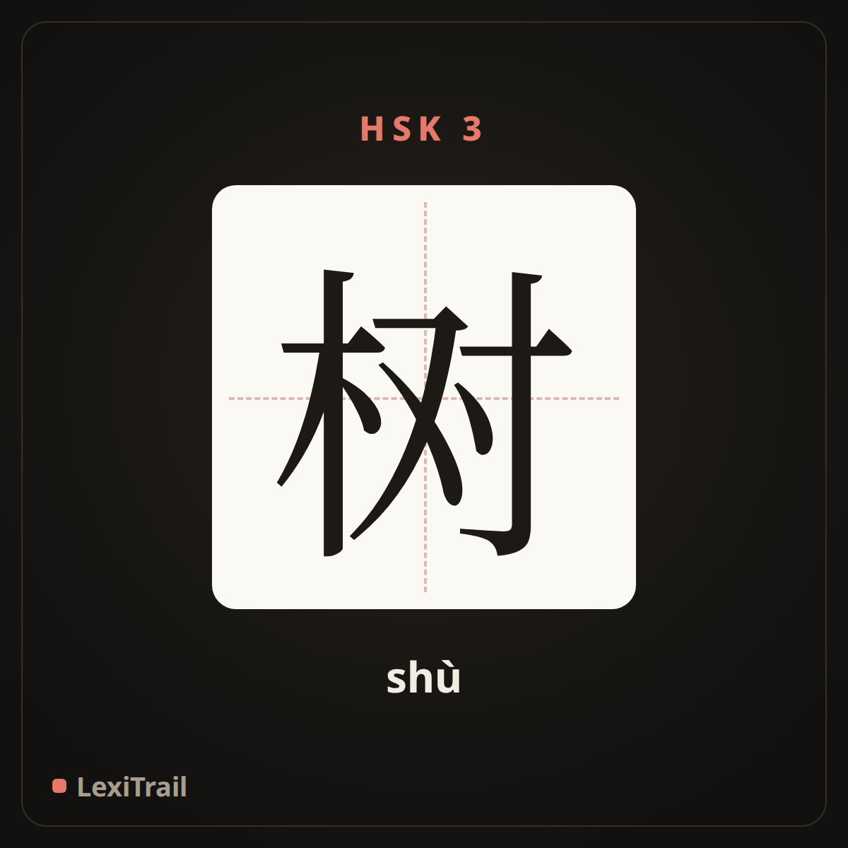 树 — the Chinese character for tree (shù), stroke diagram