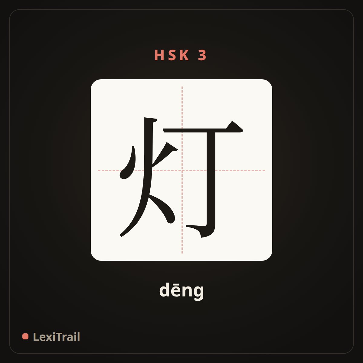 灯 — the Chinese character for lamp (dēng), stroke diagram