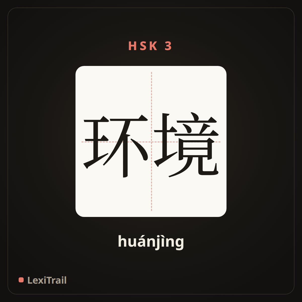 环境 — the Chinese character for Environment (huánjìng), stroke diagram
