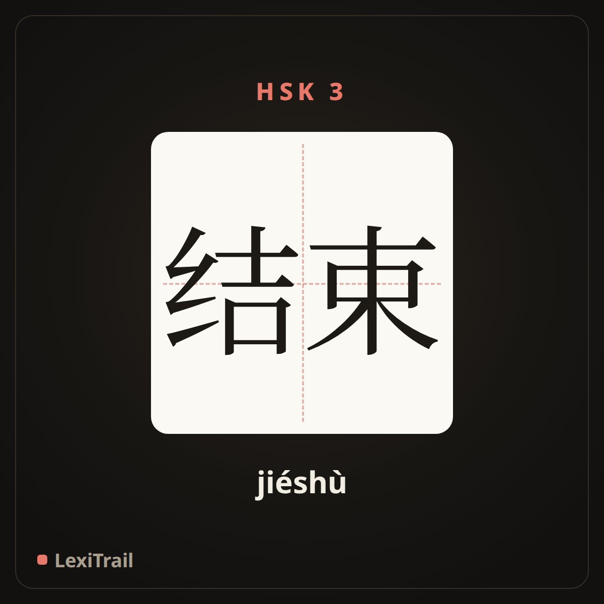 结束 — the Chinese character for End (jiéshù), stroke diagram