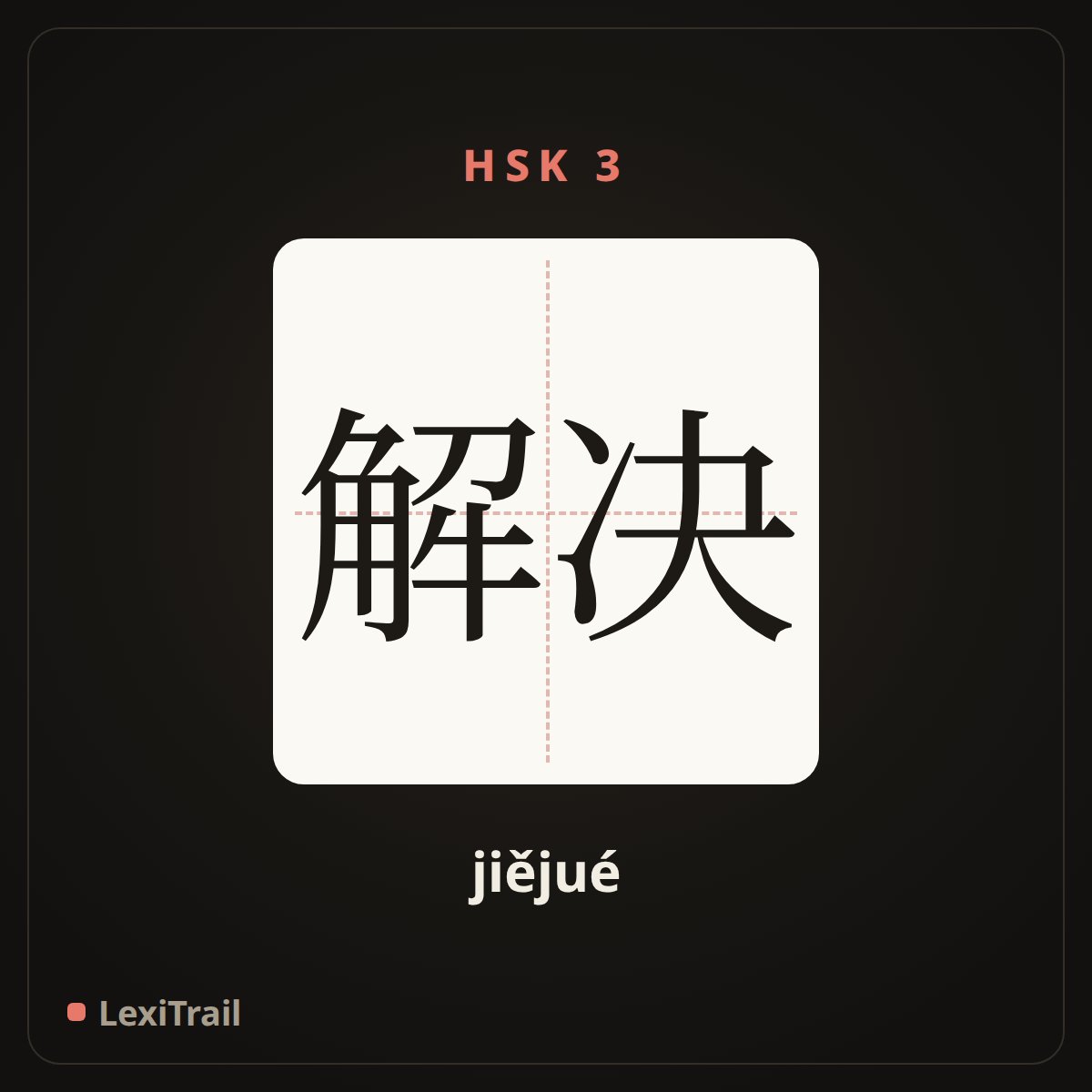 解决 — the Chinese character for Solve (jiějué), stroke diagram
