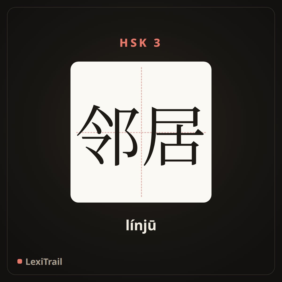 邻居 — the Chinese character for neighbor (línjū), stroke diagram