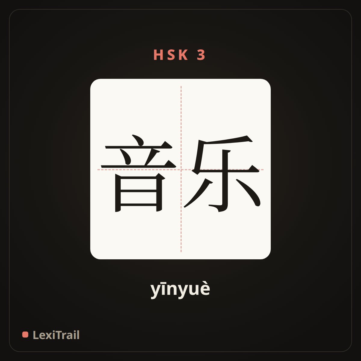 音乐 — the Chinese character for Music (yīnyuè), stroke diagram
