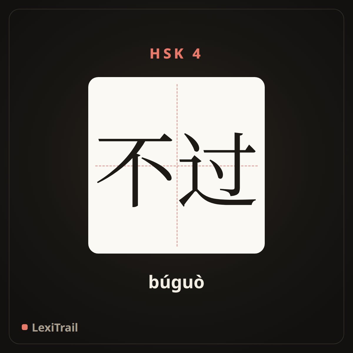 不过 — the Chinese character for However (búguò), stroke diagram