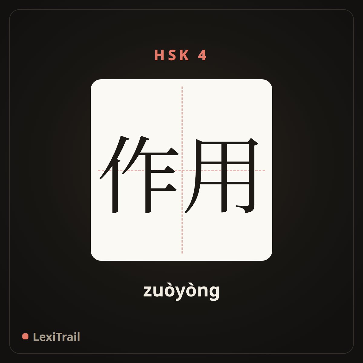 作用 — the Chinese character for Effect (zuòyòng), stroke diagram