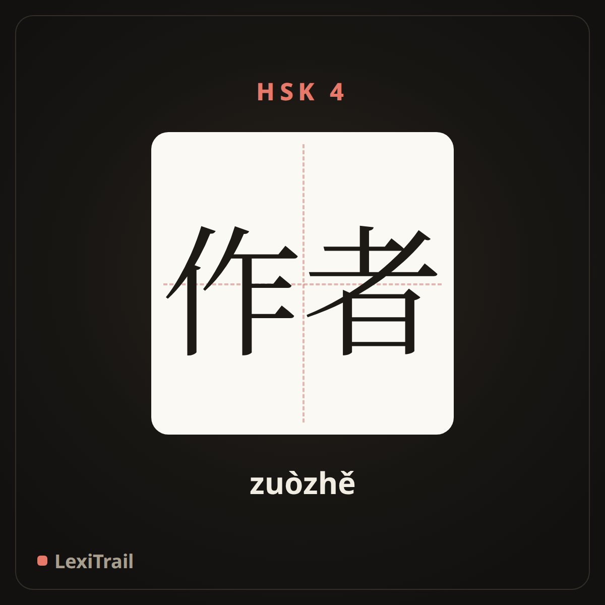 作者 — the Chinese character for author (zuòzhě), stroke diagram