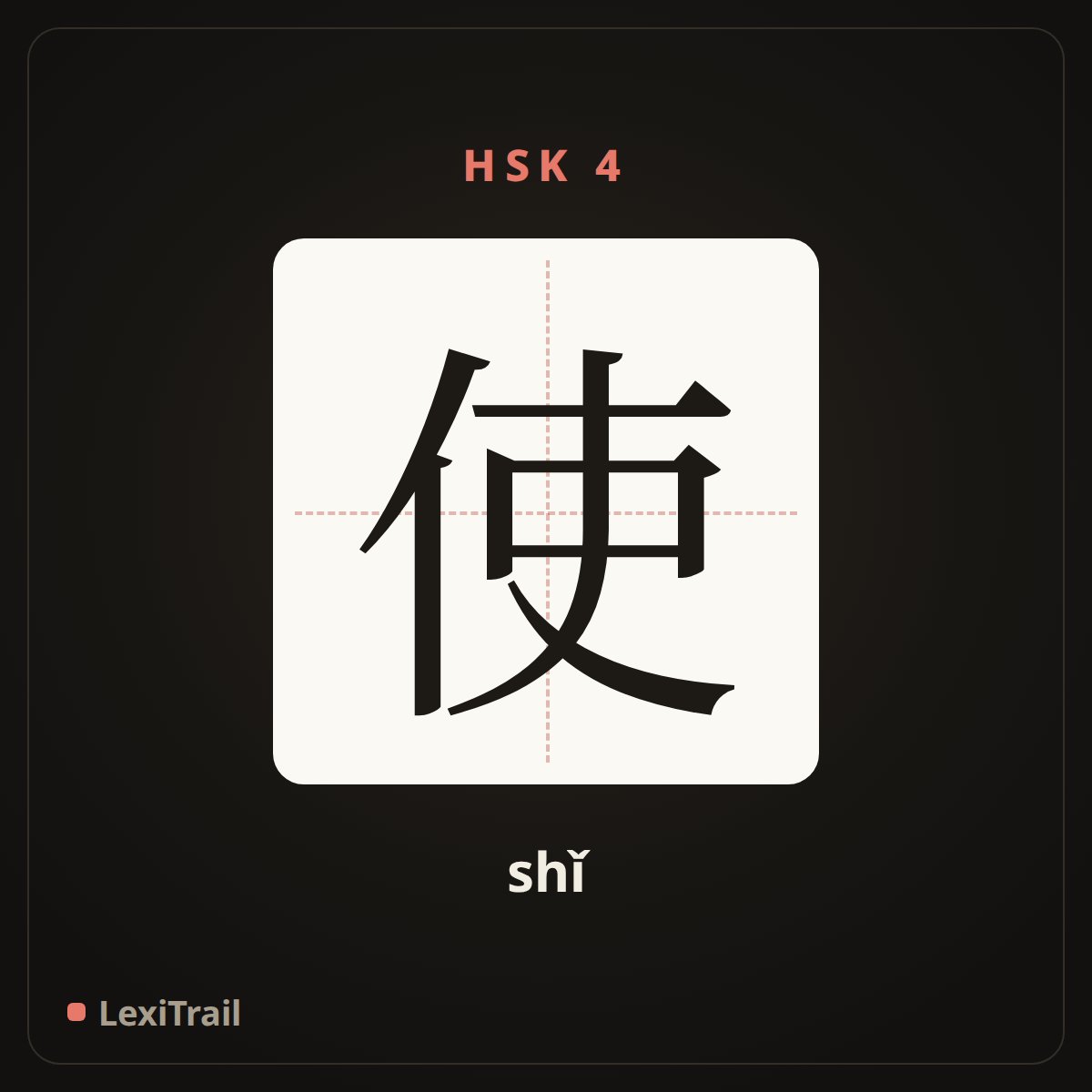 使 — the Chinese character for make (shǐ), stroke diagram