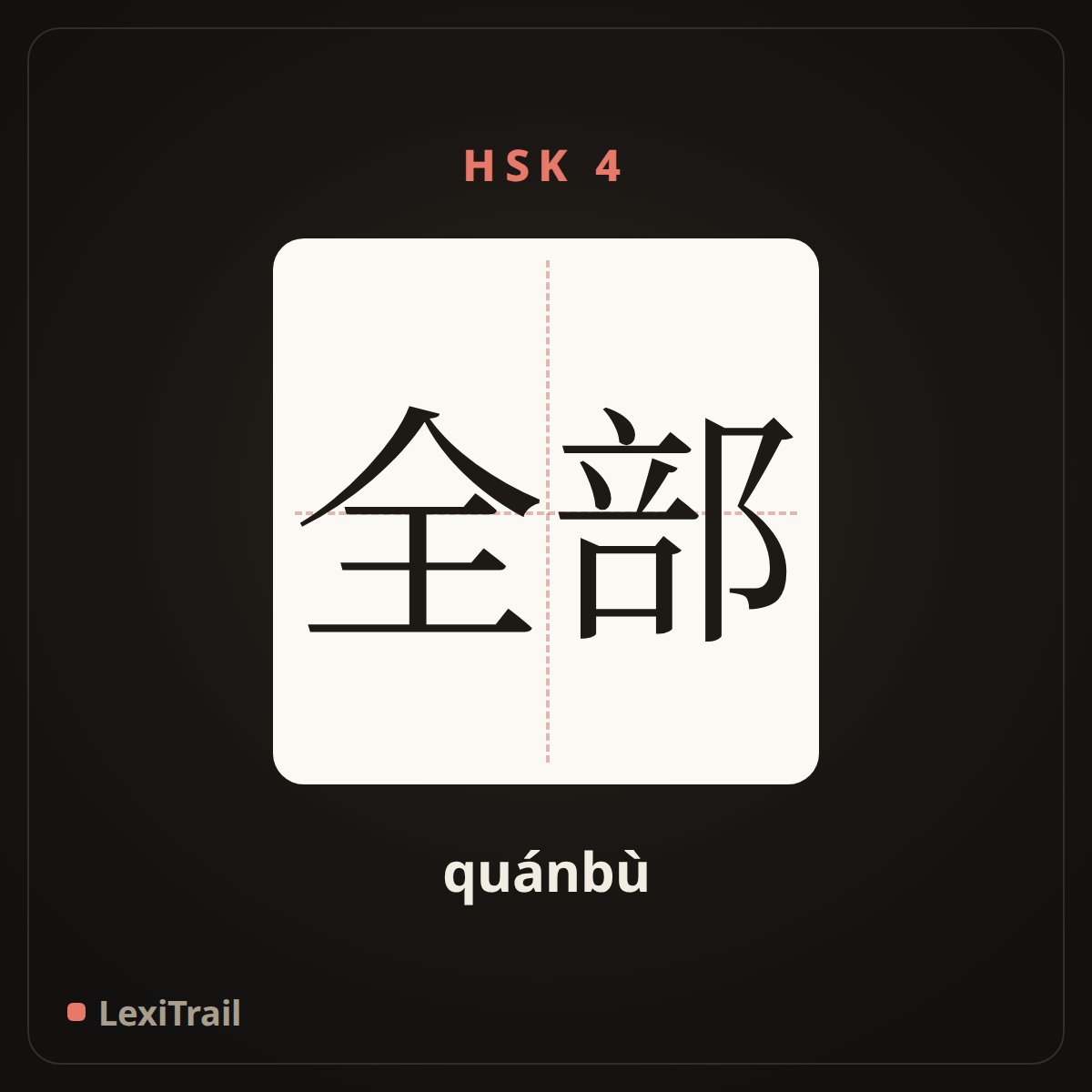 全部 — the Chinese character for whole (quánbù), stroke diagram