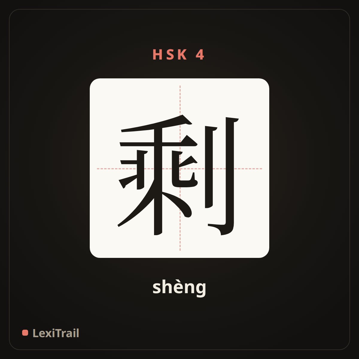 剩 — the Chinese character for Left (shèng), stroke diagram
