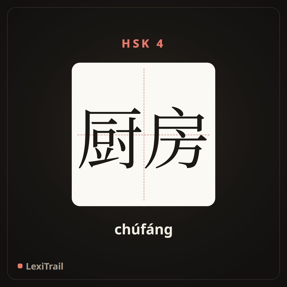 厨房 — the Chinese character for Kitchen (chúfáng), stroke diagram