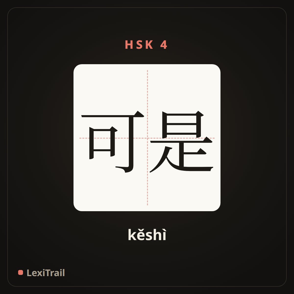 可是 — the Chinese character for however (kěshì), stroke diagram